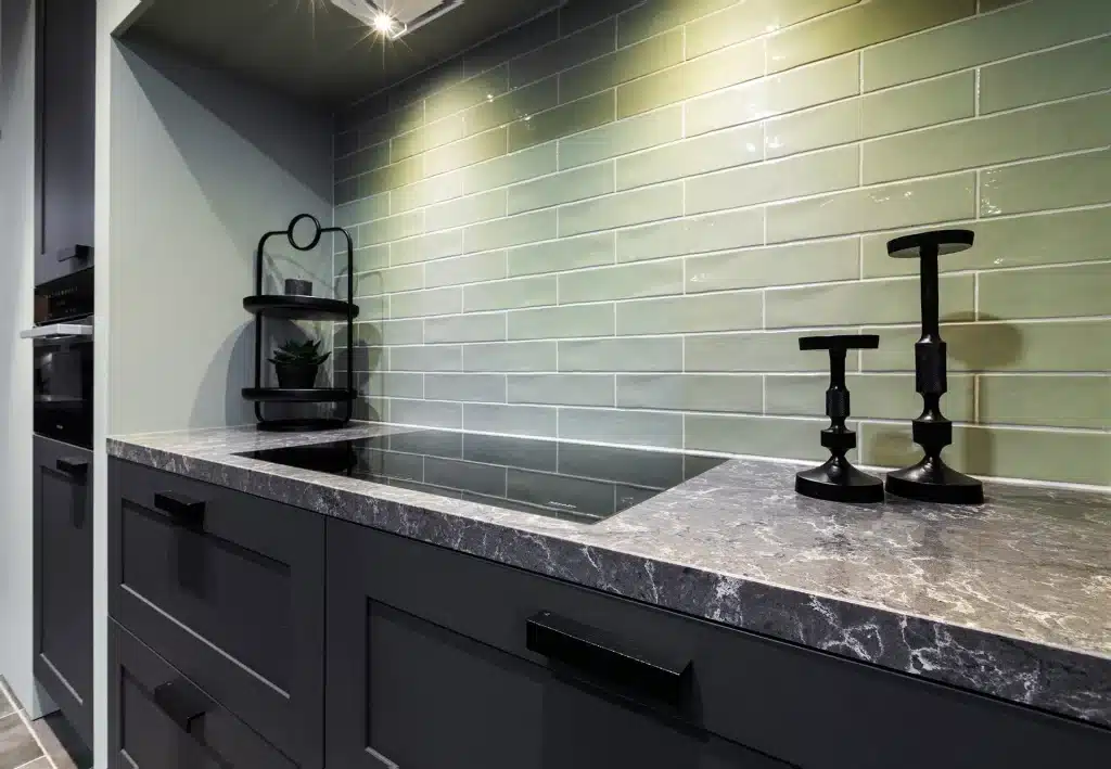 groene keuken Groene tegelmuur keuken Van Ginkel Keukens